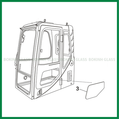 HITACHI KOMATSU Özel Ön Cam Camı Sol Kapı Alt Konumu NO.3