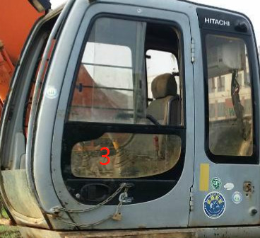 4457141 HITACHI Ekskavatör Kabin Penceresi Temperli Cam Sağ Yan Konum No.7