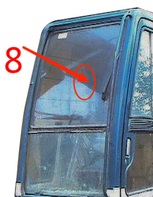 KOBELCO Sağ Yan Ekskavatör Kabin Camı 5mm Ön Cam Temperli Cam Pozisyon No.8