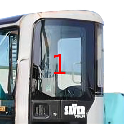Yüksek Darbe Dayanımı KOBELCO Ekskavatör Camı 5mm Kalınlığında Sol Kapı Yukarı Pozisyonu NO.1