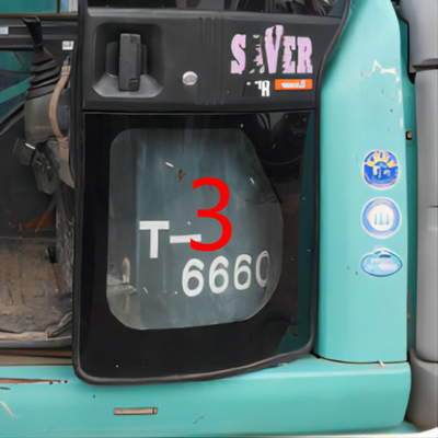 ISO Ekskavatör Kapı Pencere Değiştirme Ön Cam Temperli Sol Kapı Alt Konum NO.3