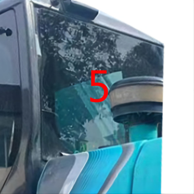 Beyaz KOBELCO Ekskavatör Camı Arka Taraf Pozisyonu NO.5 Ön Cam Eğimli Temperli Cam