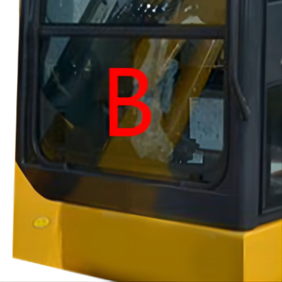 PC56-7 PC56 Ön Aşağı Komatsu Ekskavatör Camı Değiştirme Temperli Pozisyon.B Cam